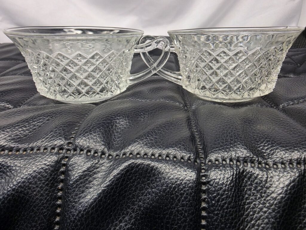Vintage Anchor Hocking Miss America Depression Glass Tea Cups, Set of 2
