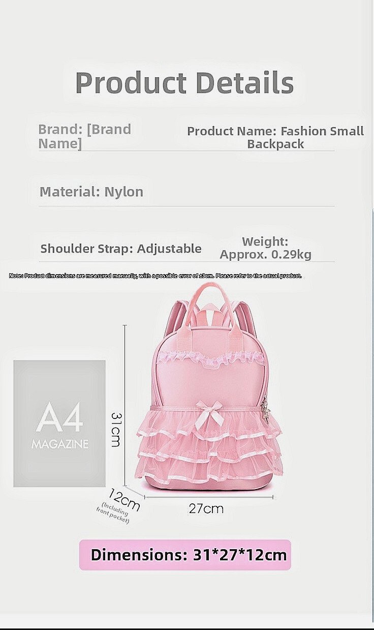 Girls Purple Solid Polyester Dance Backpack Zip Closure Ruffle Bow Top Ballerina - Image 5