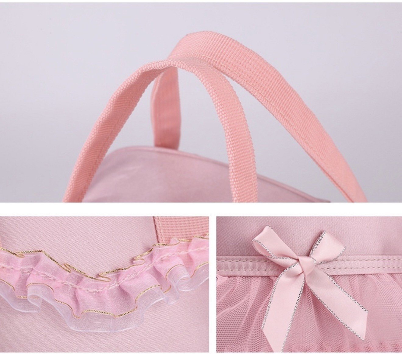 Girls Purple Solid Polyester Dance Backpack Zip Closure Ruffle Bow Top Ballerina - Image 8