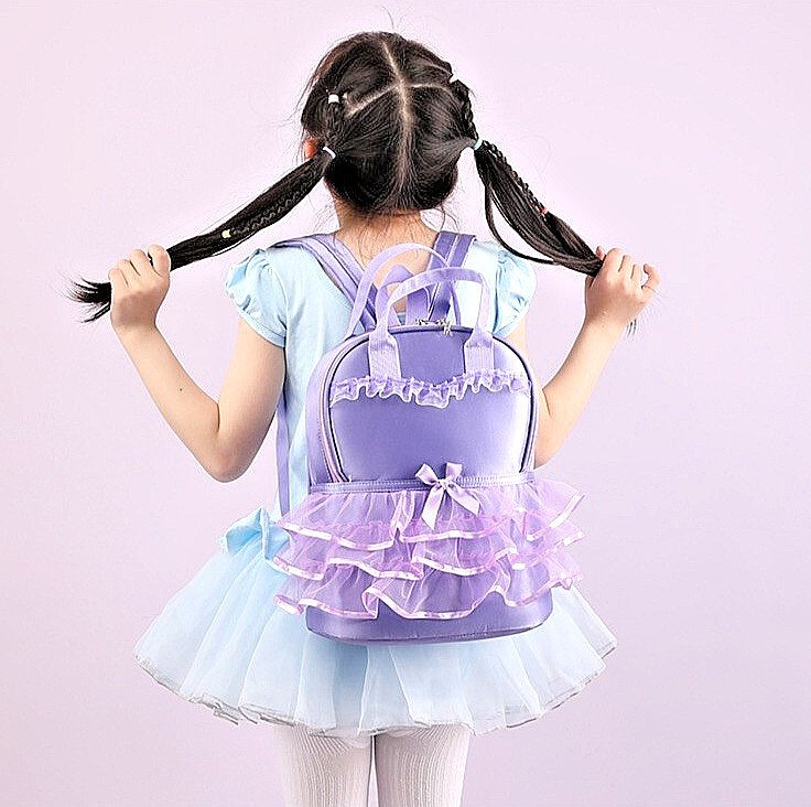 Girls Hot Pink Solid Polyester Dance Backpack Zipper Ruffle Bow Top Ballerina - Image 4