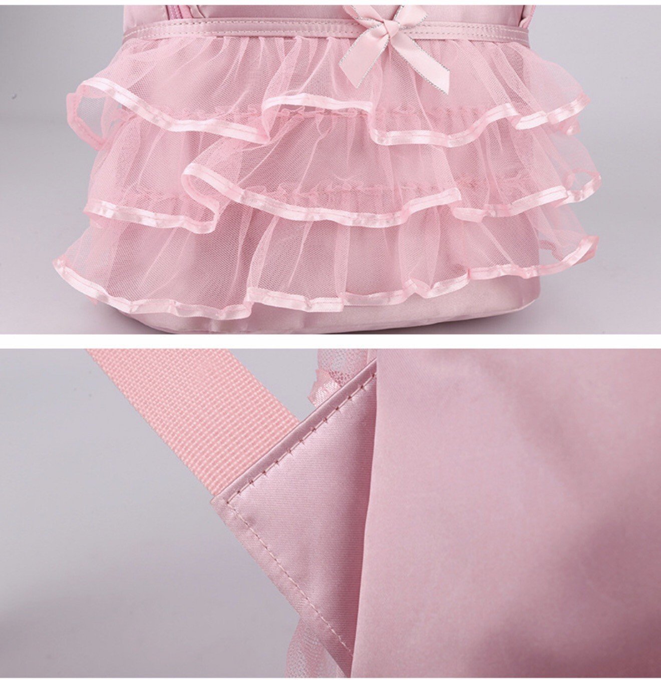 Girls Hot Pink Solid Polyester Dance Backpack Zipper Ruffle Bow Top Ballerina - Image 11