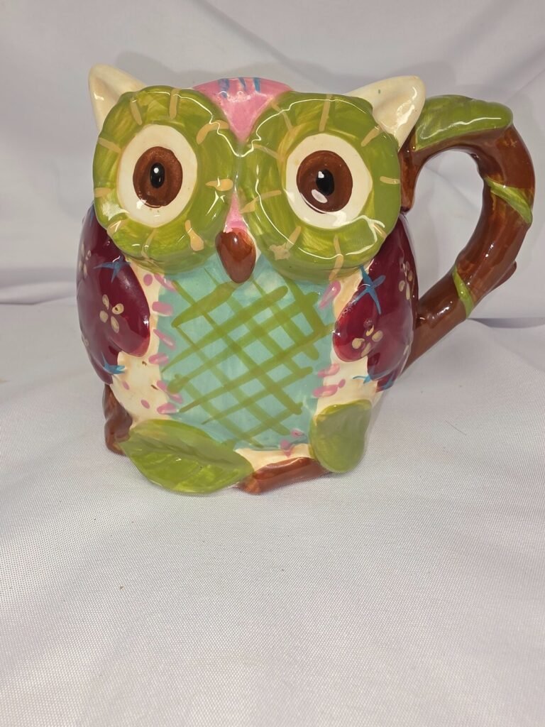 Pier 1 Imports Olli The Owl Mug Hand Painted Dolomite 3D Figural Coffee Cup 2018