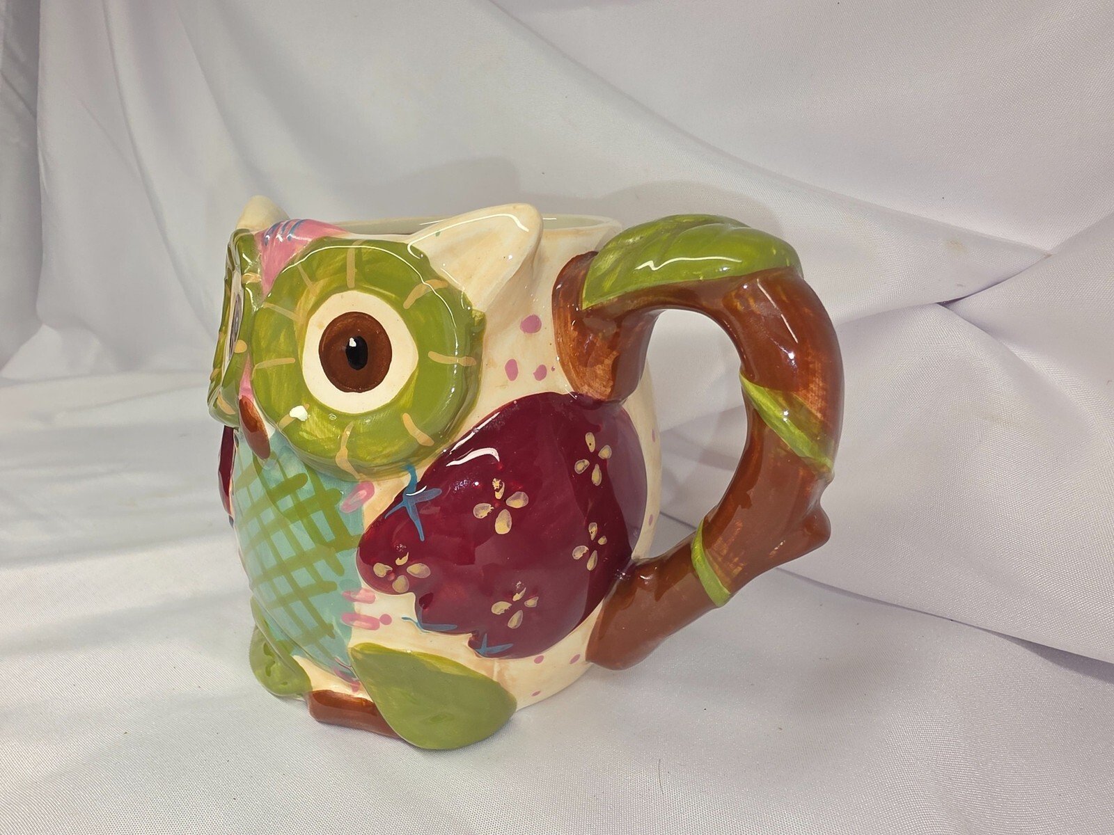 Pier 1 Imports Olli The Owl Mug Hand Painted Dolomite 3D Figural Coffee Cup 2018 - Image 3