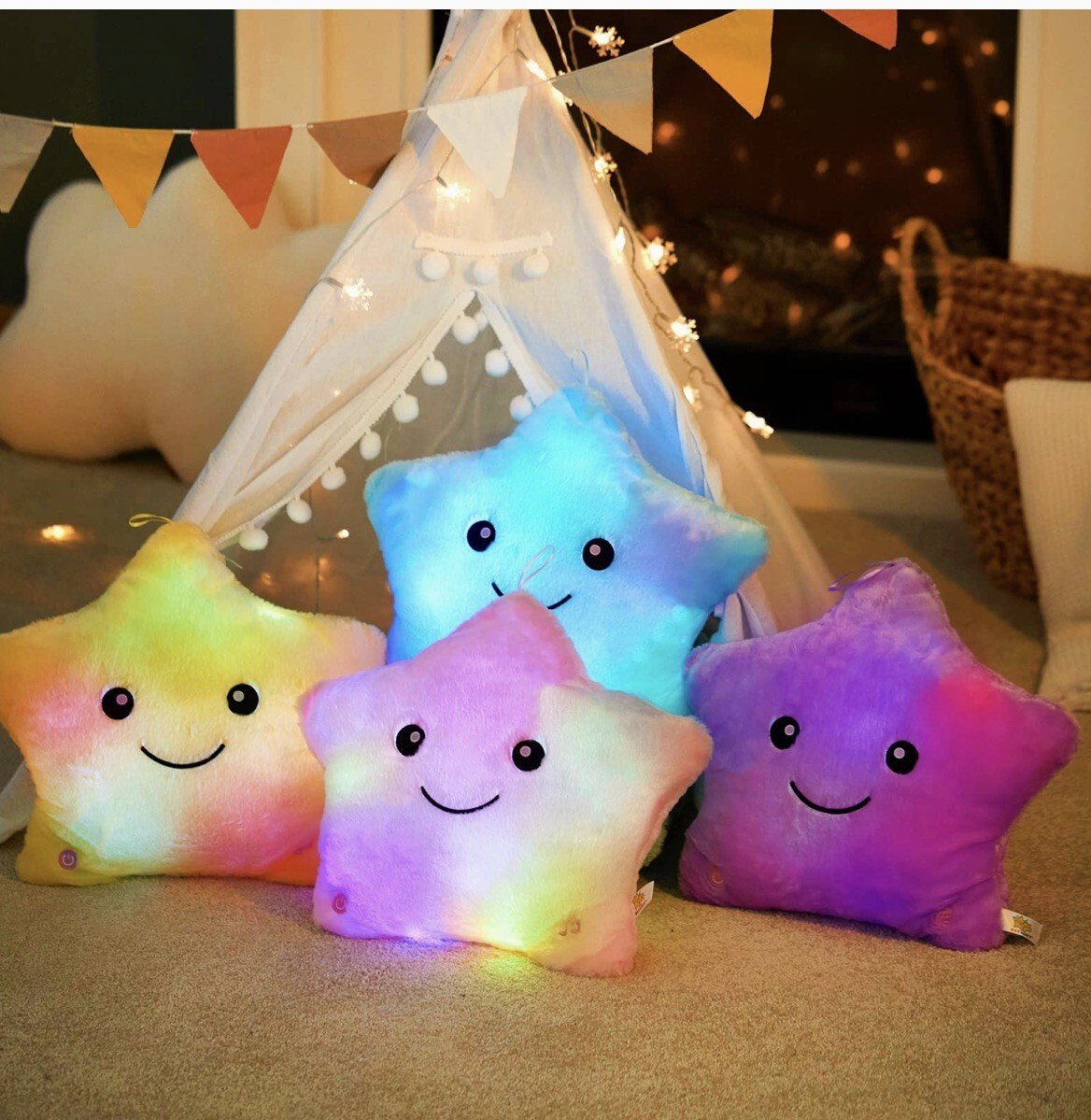 Purple Plush LED Soft Stuffed Cushion Night Light For Home Decor And Kids Gift - Image 2
