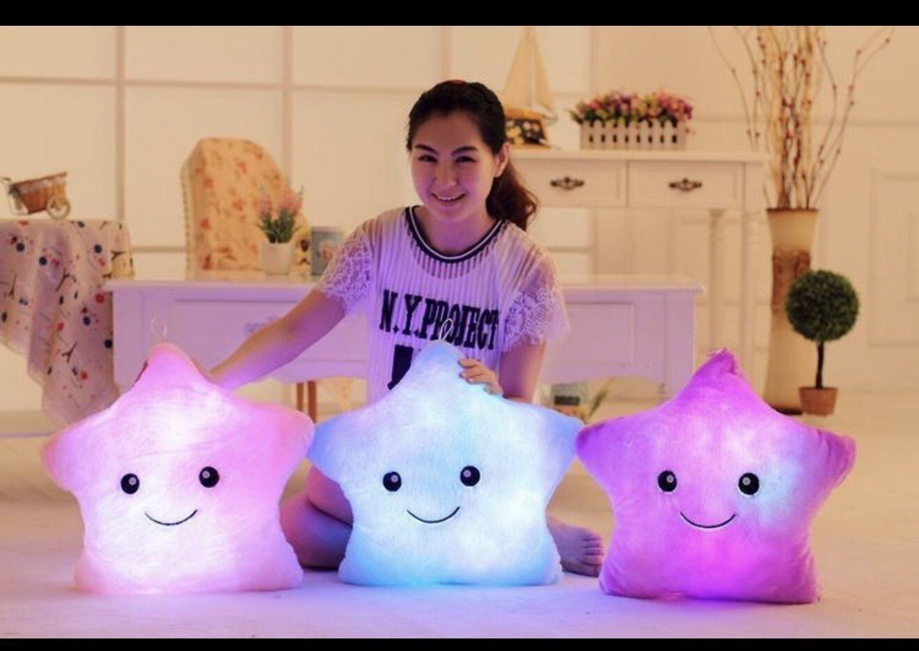 Purple Plush LED Soft Stuffed Cushion Night Light For Home Decor And Kids Gift - Image 4