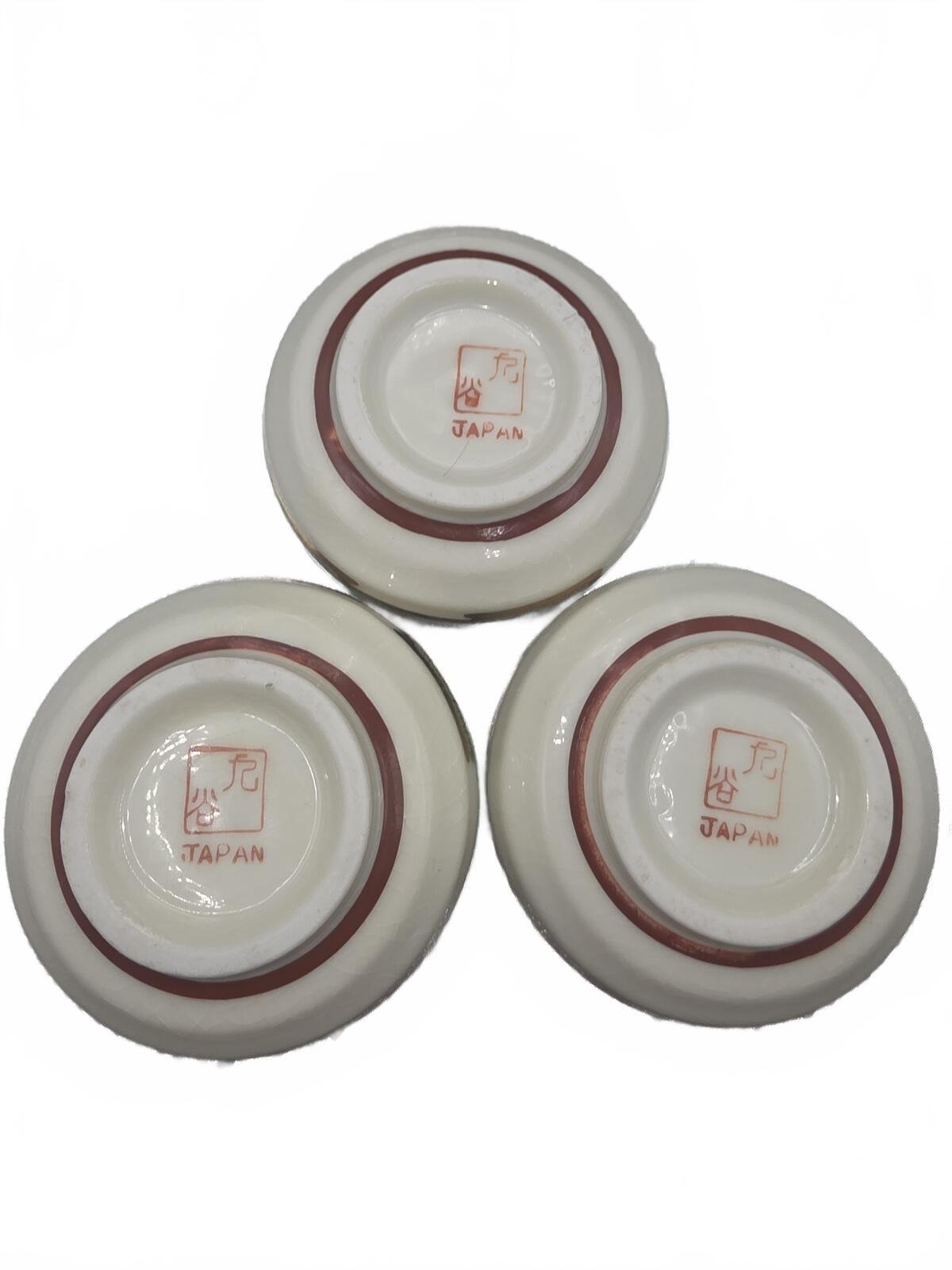 Vintage Kutani Japan Iris Bird Porcelain Yunomi Tea Cups Set of 3 Gold - Image 8