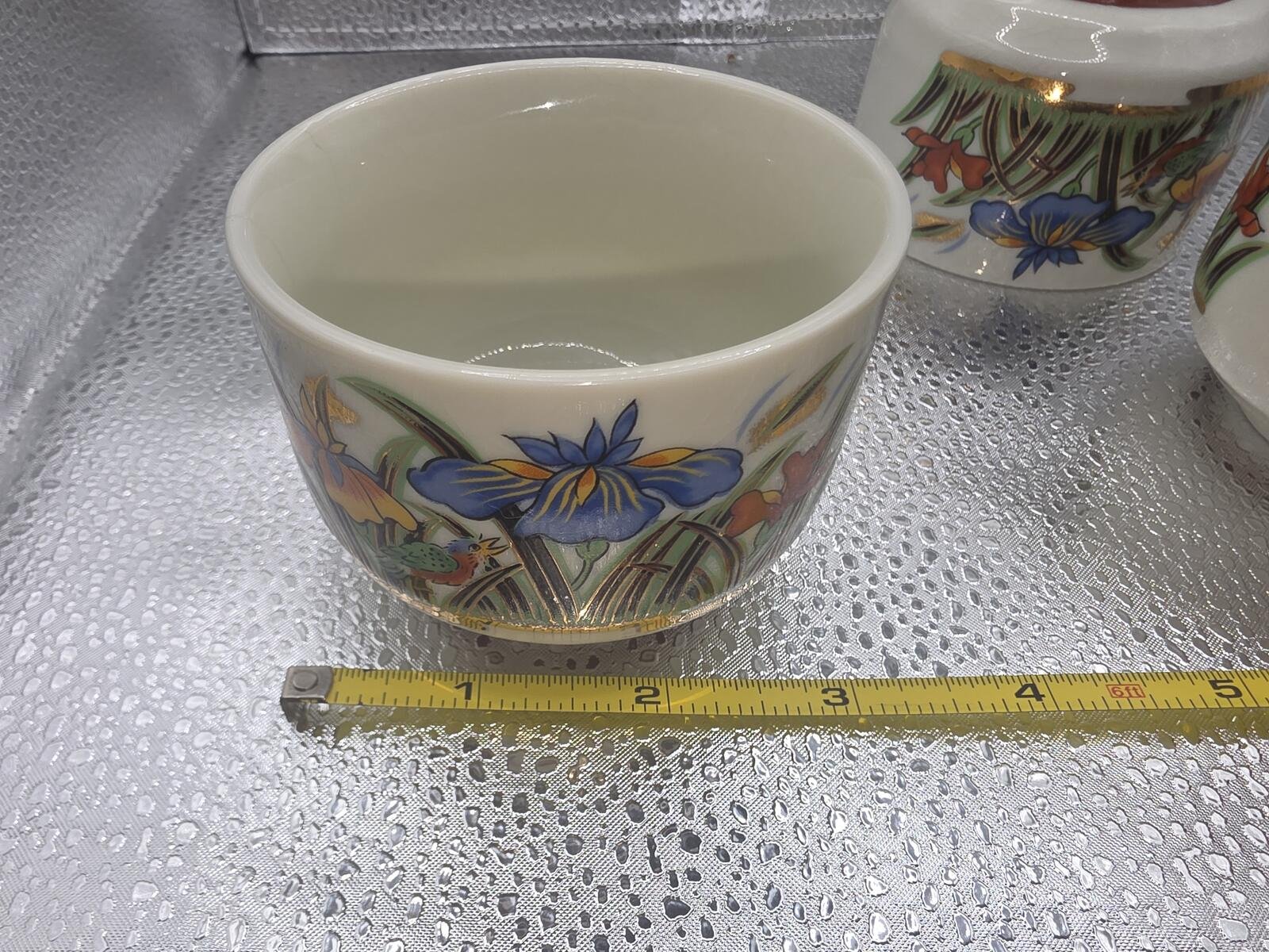 Vintage Kutani Japan Iris Bird Porcelain Yunomi Tea Cups Set of 3 Gold - Image 11