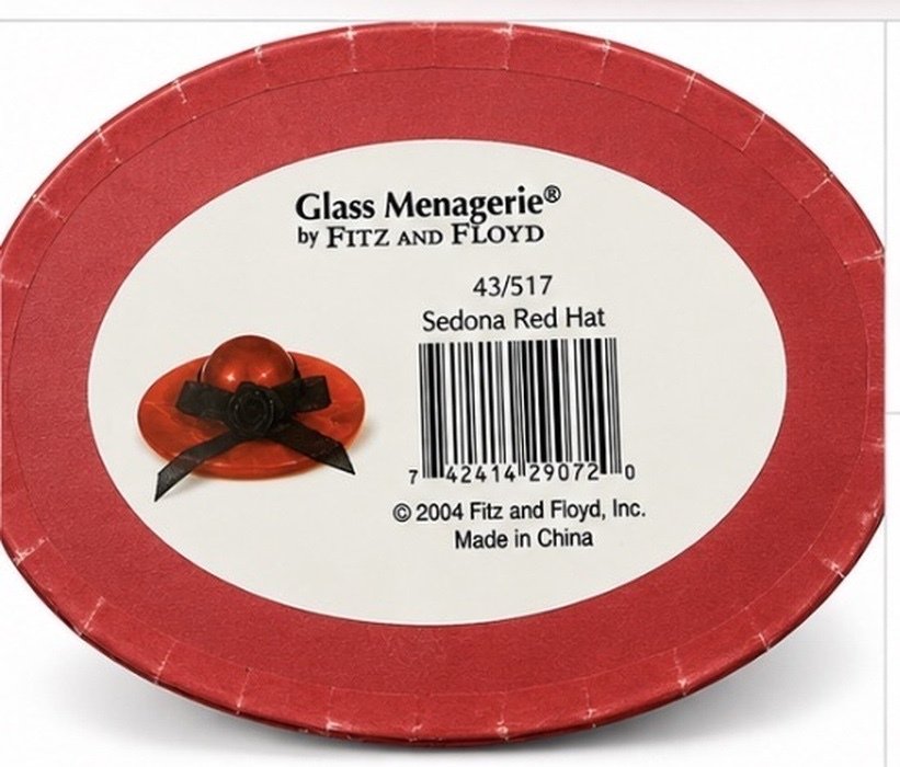 Fitz & Floyd Glass Menagerie Sedona Red Hat 43/517 Art Glass 2004 w/ Box - Image 3