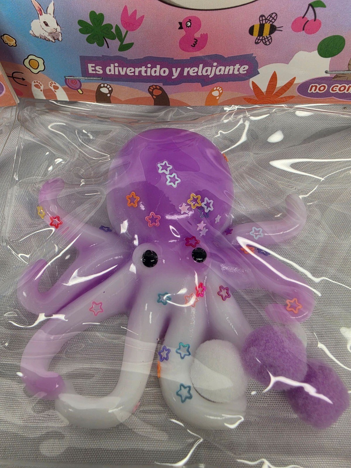 Glitter Octopus Squishy Toy Sensory Fidget Stress Relief Squeeze Ball - Image 3
