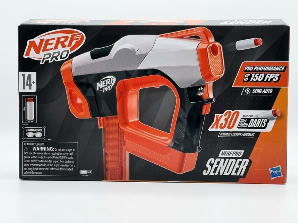 Nerf Pro Sender Semi-Auto Dart Blaster 150 FPS with 30 Half-Length Dart Fun Gift