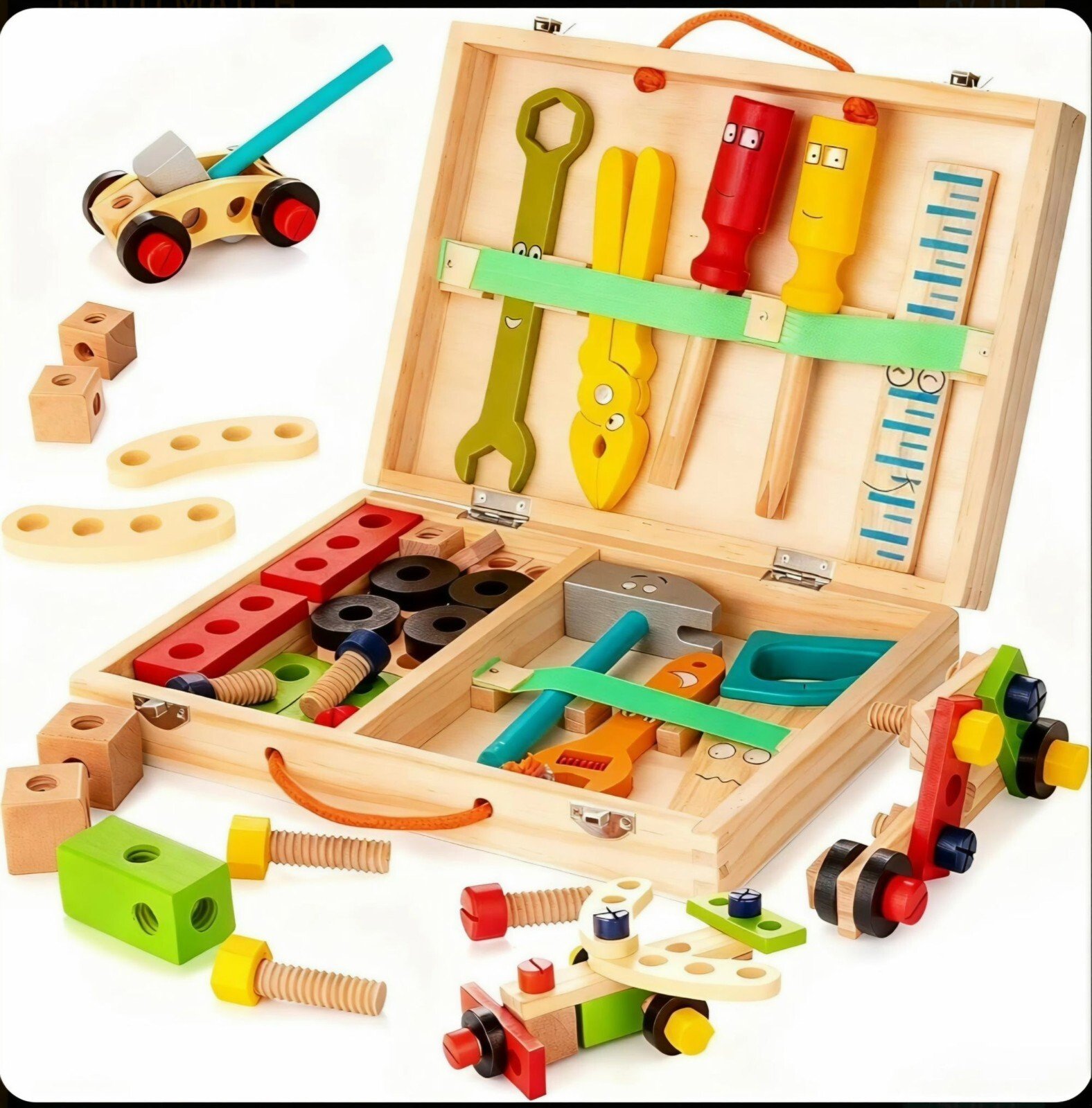 Kids Wooden Tool Set Building Kit Montessori STEM Educational Toy 3+ Fun Gift - Image 2