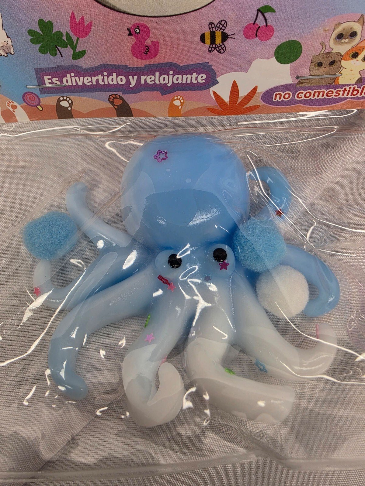 Glitter Octopus Squishy Toy Sensory Fidget Stress Relief Squeeze Ball - Image 4
