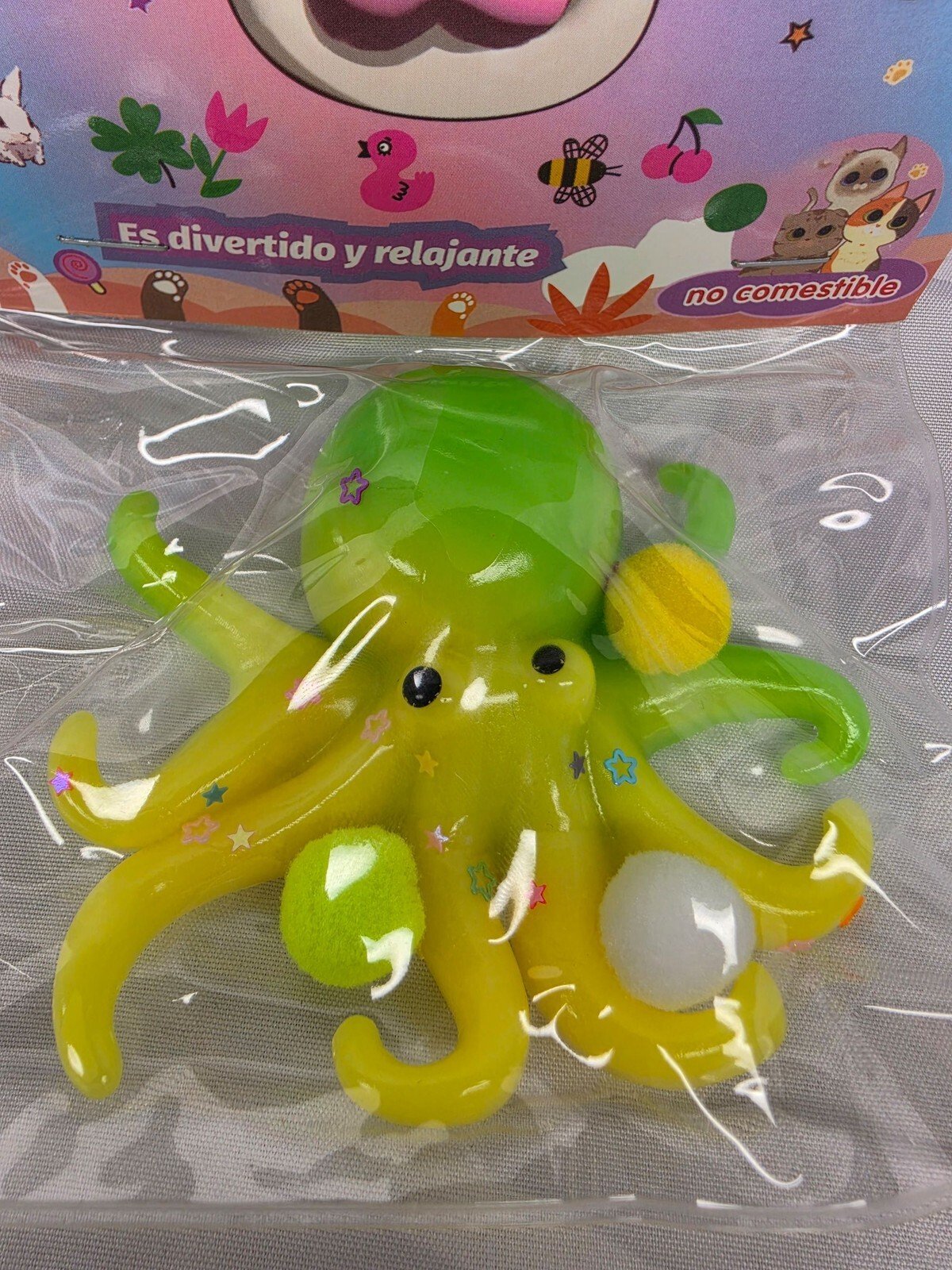 Glitter Octopus Squishy Toy Sensory Fidget Stress Relief Squeeze Ball - Image 5