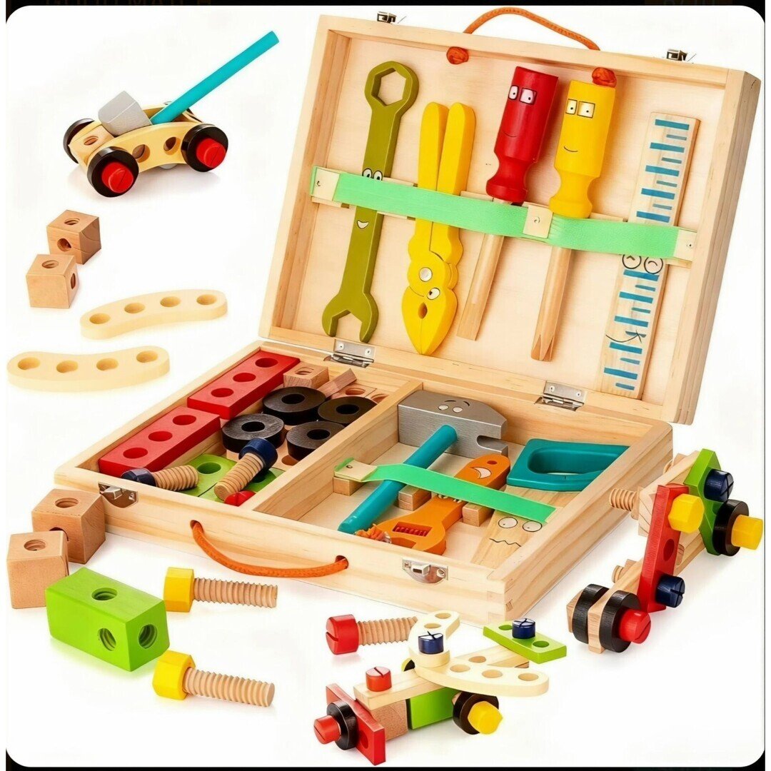 Kids Wooden Tool Set Building Kit Montessori STEM Educational Toy 3+ Fun Gift