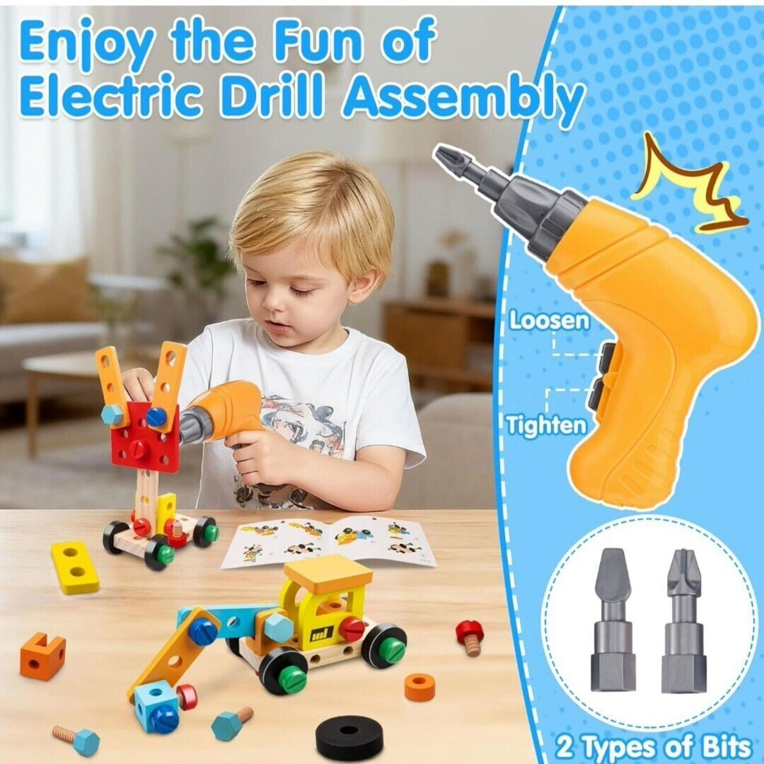 Kids Wooden Tool Set Building Kit Montessori STEM Educational Toy 3+ Fun Gift - Image 5