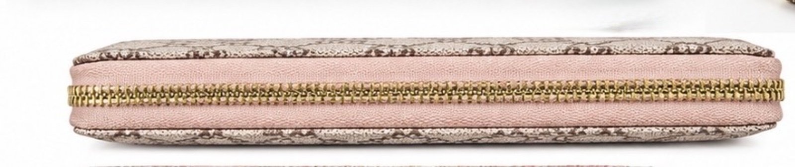 Womens Pink Brown Monogram Zip Around Wallet Wristlet Card Holder Coin Purse - Image 5