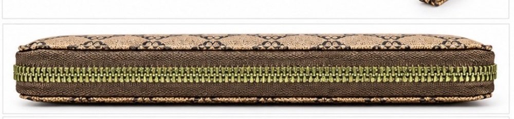 Womens Brown Tan Monogram Zip Around Wallet Wristlet Card Holder Coin Purse - Image 5